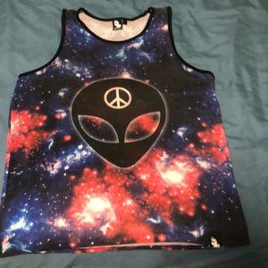 I Heart Raves Galaxy Alien print tank